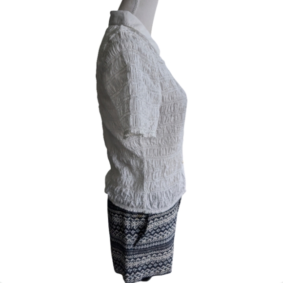 J.Crew White Smocked Cotton Voile Button Up Shirt NWT Size M Short Sleeve - Picture 6 of 9